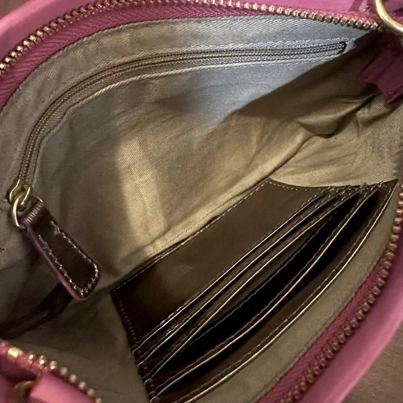 Fossil Pink Leather Crossbody/Shoulder Bag/Convertible Clutch - Picture 10 of 11